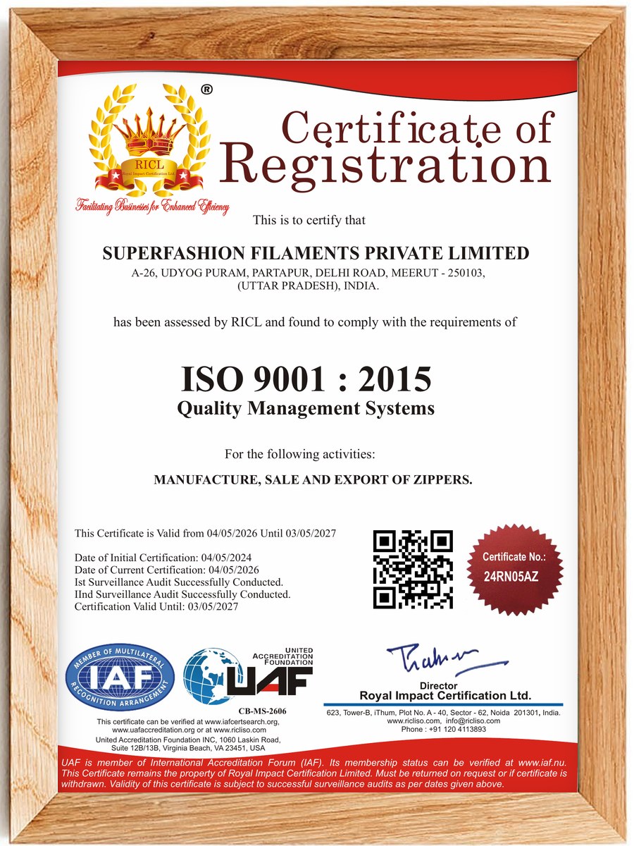 ISO 9001:2015 certificate of registration